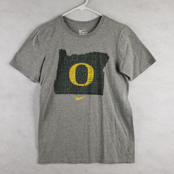 Nike Women's XS Oregon Ducks Tee Shirt Gray Green State Logo Swoosh Retro Sporty - Picture 1 of 5